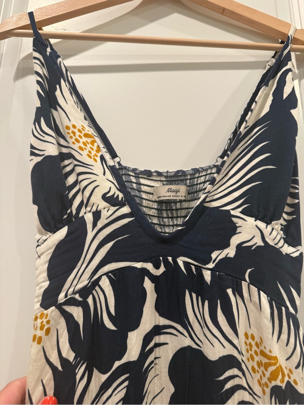 Maaji Navy Blue Floral Maxi Dress with Cream and Yellow Accents - Picture 5 of 7